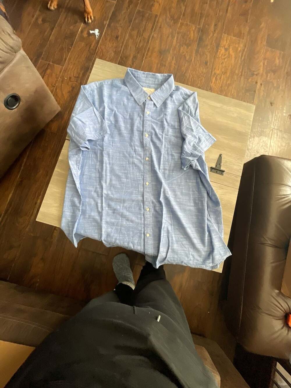 #A356 St. John's Bay Men's Classic Fit Blue Short Sleeve Button Down Shirt Size
